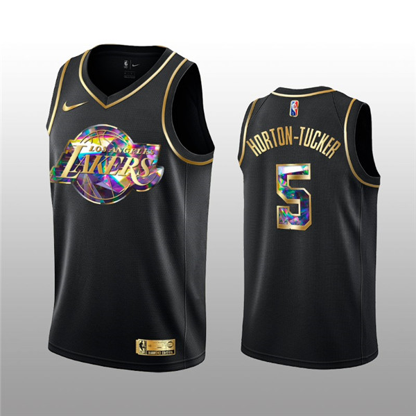 Men's Stitched  Los Angeles Lakers #5 Talen Horton-Tucker 2021/22 Black Golden Edition 75th Anniversary Diamond Logo Basketball Jersey